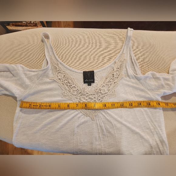 Ella Moss Tank Top sz S shirt tunic off shoulder cream white boho lace blouse - Picture 7 of 7